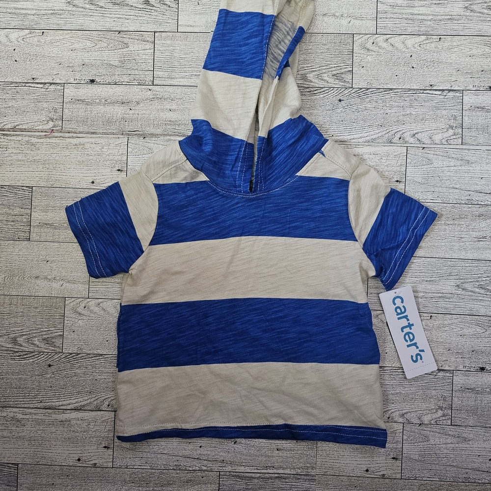 Carter's Boys Blue and White Color-Block Sweatshirt Size 6 Months